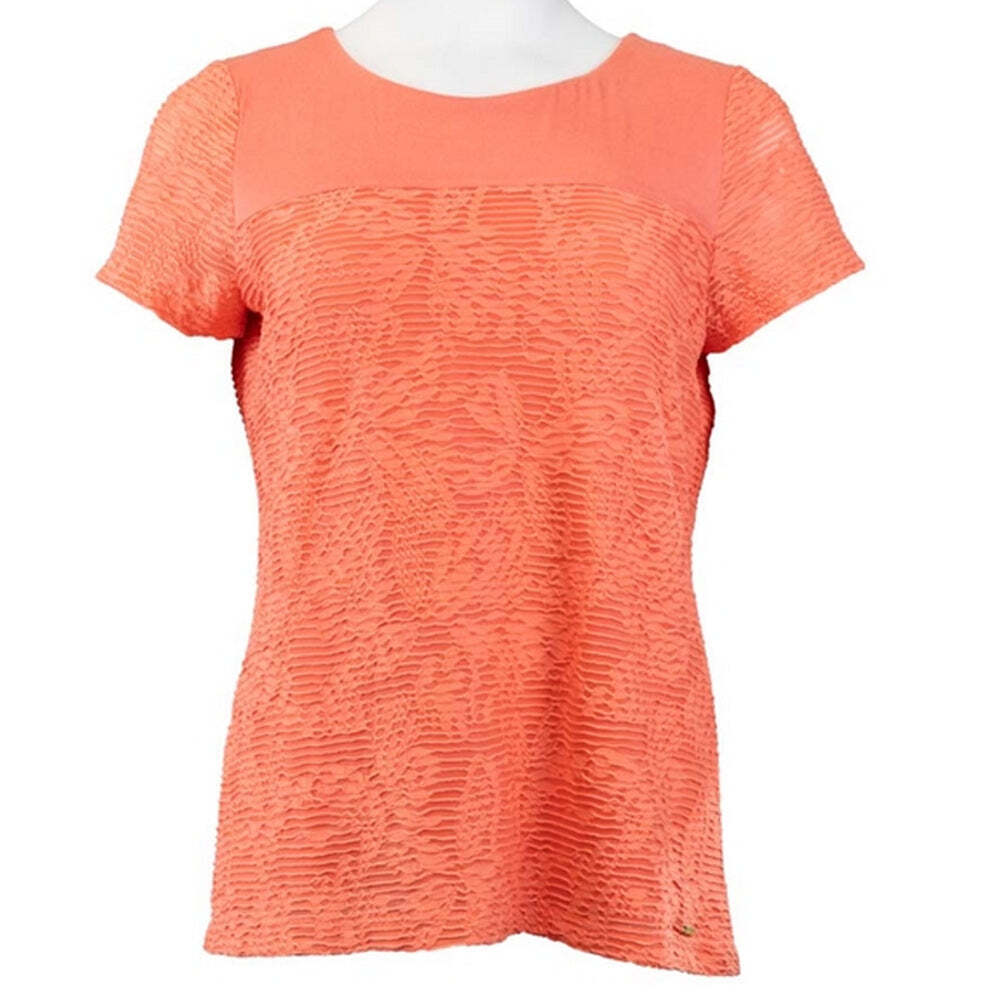 Calvin Klein Womens Metal Logo Bar Textured Tee Size XX-Large